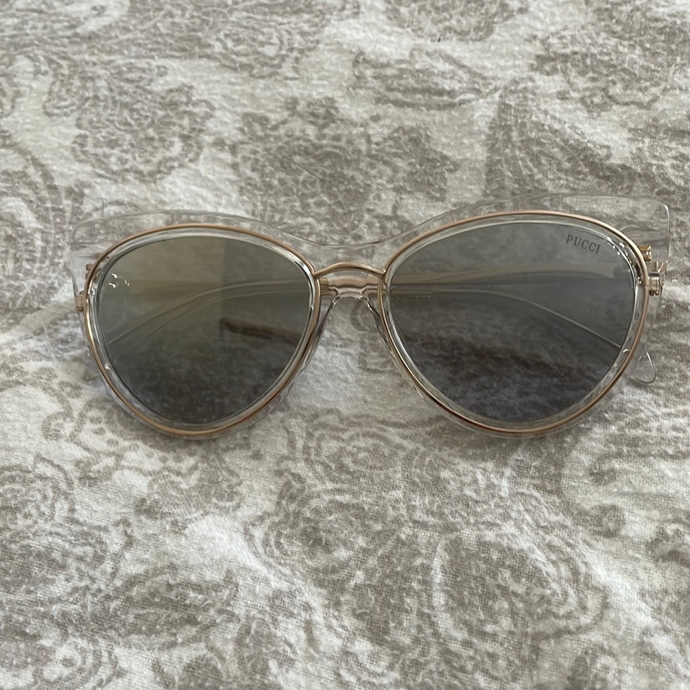 Emilio Pucci cat eye sunglasses with gold accents